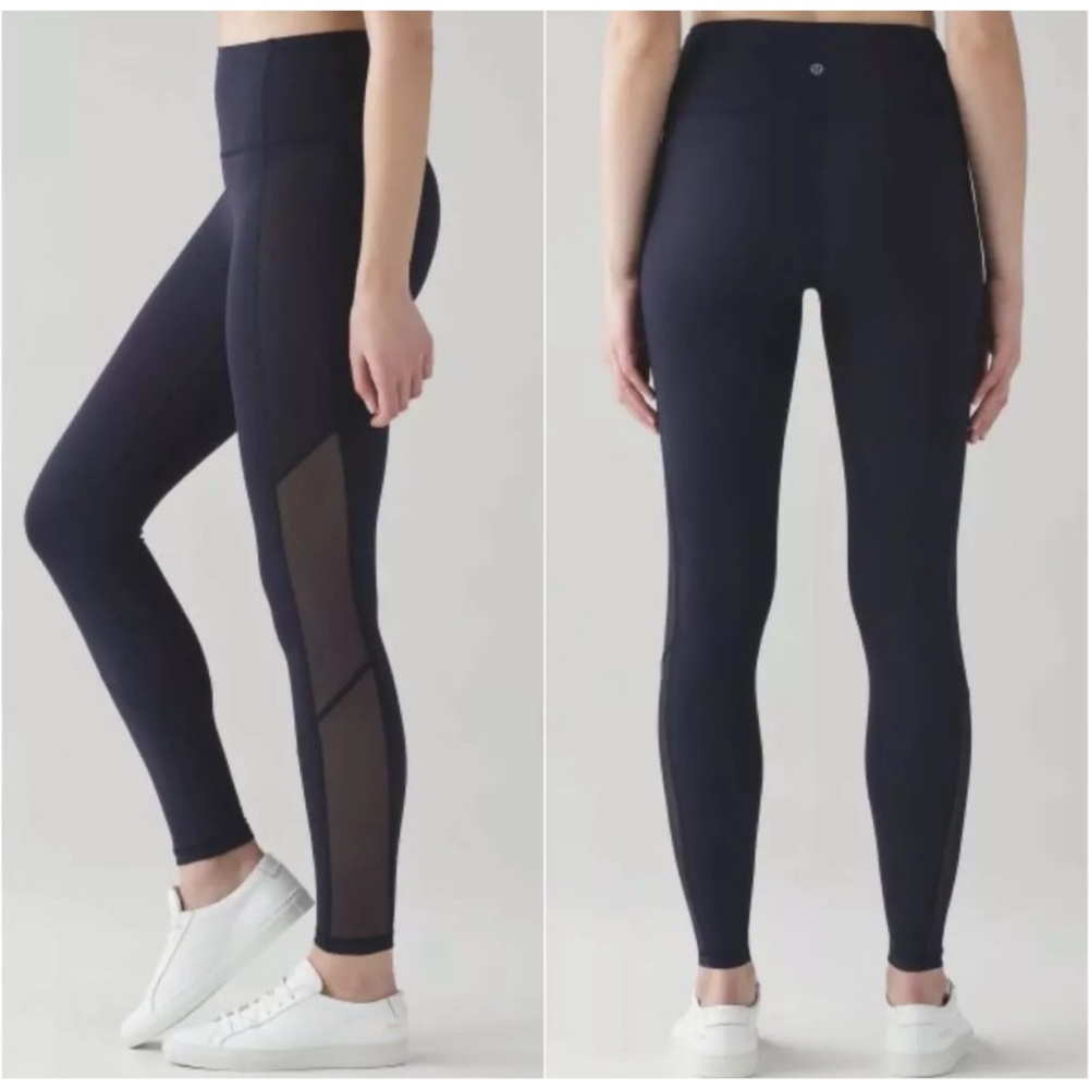 Lululemon Black Leggings Mesh side detail size 6